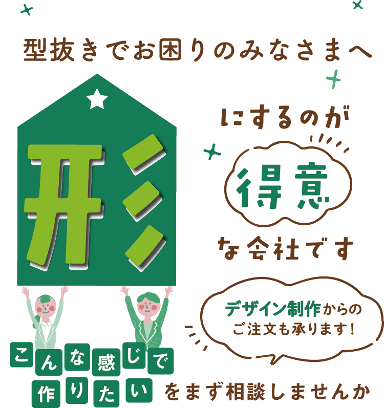型抜きでお困りのみなさまへ。形にするのが得意な会社です。こんな感じで作りたいをまず相談しませんか？