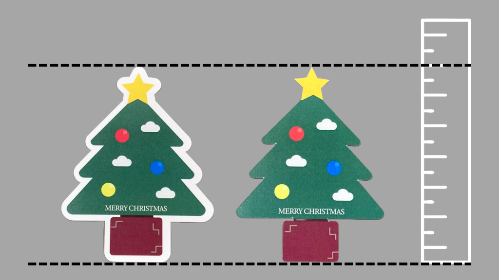 クリスマスカードフチありとフチなしのサイズの比較
