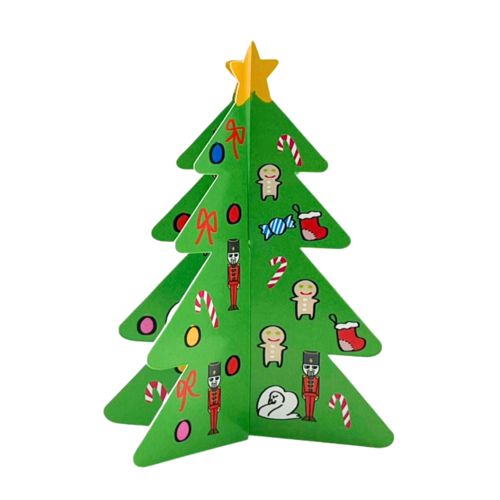 型抜きペーパークラフト(クリスマスツリー)を組み立てた完成形